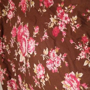 Pottery Barn Teen full size fitted sheet brown pink floral